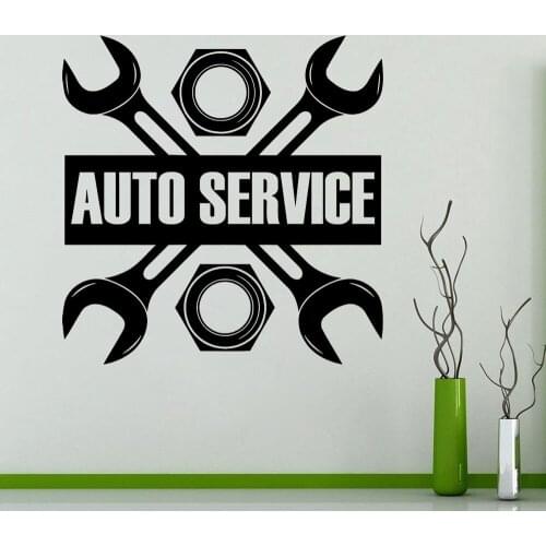 Auto Service Logo Wall Decal Repair Car Station Sign Vinyl Wall Sticker Garage Decorations Removable Art Decor Stickers X858