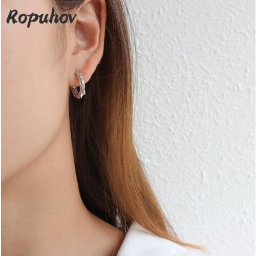 Ropuhov 2021 New 925 Silvery Needle Korean Simple C-type Tinfoil Design Irregular Earrings Earrings Womens Style Titanium Steel