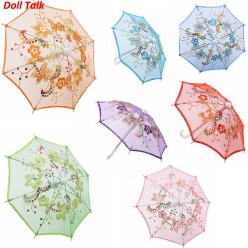 New Style Mini Umbrella Embroidered Sequined Hollow Flower Umbrella For 18 Inch American baby Doll Dolls Accessory