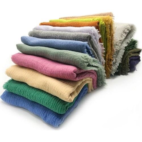 Wholesale Price! 190x100cm Women Scarf Muslim Crinkle Hijab Headwraf Femme musulman soft Cotton Headscarf Islam Shawls And Wraps