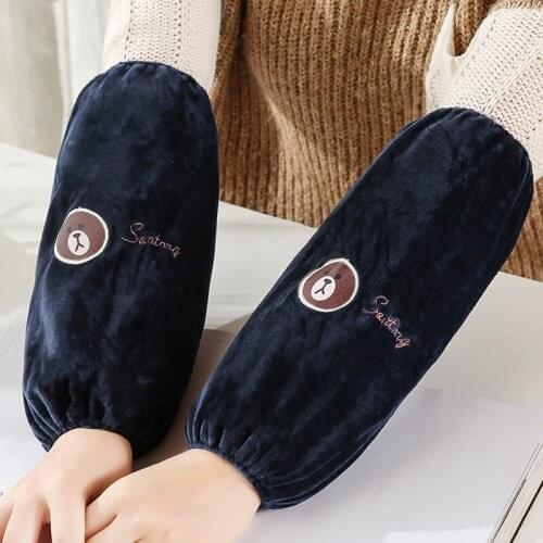 Autumn and winter Korean warm plush men and women adult work elbow sleeves kitchen restaurant anti-dirty long