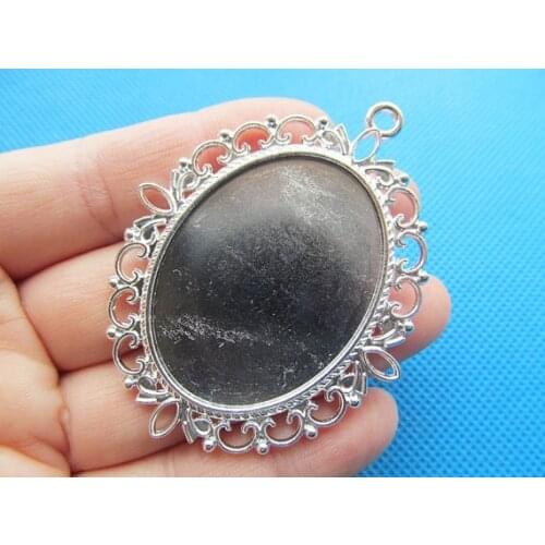 20pcs 3 colors Oval Base Setting Tray Bezel Pendant Charm/Finding,fit 30mmx40mm Cabochon/Cameo,Double Same Side
