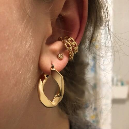 2020 Hot Simple Gold Color Clip on Earring Fashion Punk Small Crystal Circle No Piercing Cartilage Earrings Statement Ear Cuffs
