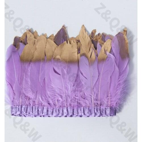 Light purple goose feather spray gold head made of 2 meters cloth edge DIY shopping festival costume dress skirt decoration