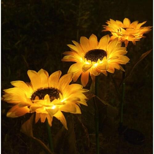 LED Lights Lamp Solar Sunflower Ground Lamp Outdoor Waterproof Yard Solar Sunflower Lawn Lamp Solar Light For Garden Decoration