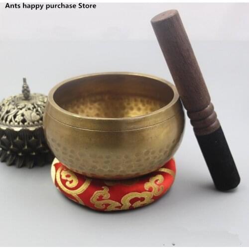 Nepal Handmade Buddha Tibet Bowl Ritual Music Therapy Copper Chime Copper Tibetan Singing Bowl