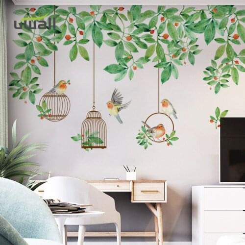 Creative Birdcage Plant Wall Stickers Home Decor Living Room Bedroom Background Wall Decoration Self Adhesive Room Decor Sticker