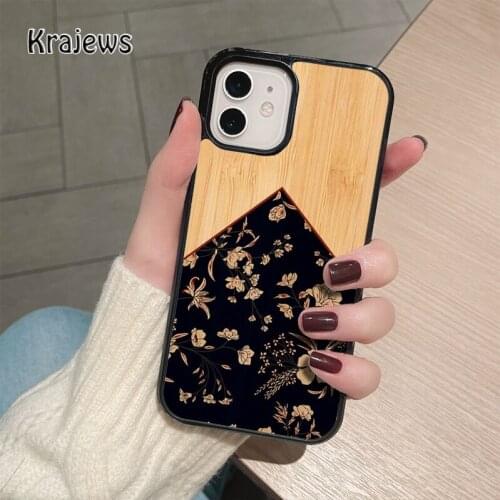 Krajews wood pattern vintage floral coque Phone Case for iPhone 12 mini 6S 7 8 PLUS X XS XR 11 PRO MAX SE 2020 Cover Funda Shell