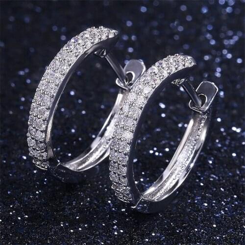 HUAMI Womens Earrings Fashion Design Luxury Silver Color Cubic Zirconia Women Wedding Rings Charming Temperament Party Jewelry