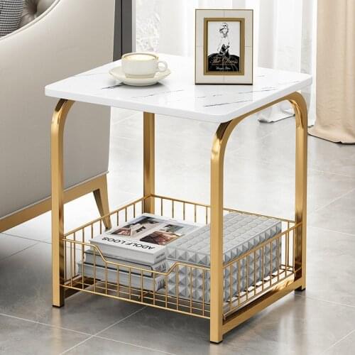 Tea Table End Table For Office Coffee Table Wood Square Marble Magazine Shelf Small Table Movable Bedroom Living Room Furniture