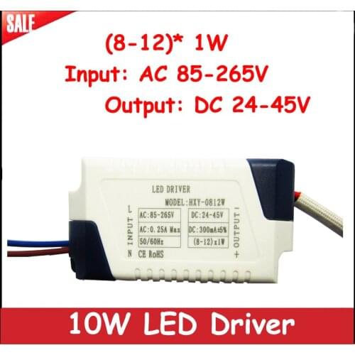 1pcs High Power (8-12)* 1W Input AC 85-265V Output DC 25-45V 10W LED Driver Adapter For LED Ceiling Light