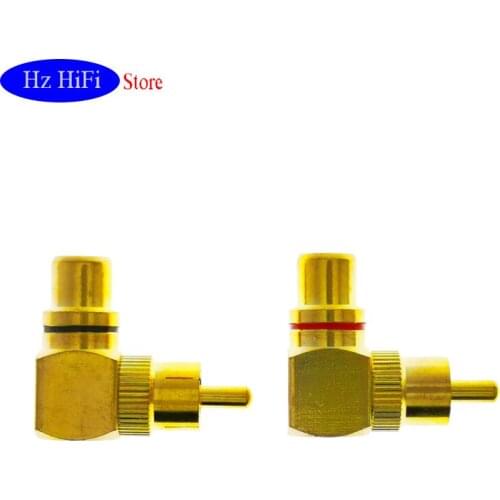 1PCS High quality Red Black 90 Degree Brass RCA Right Angle Male To Female Gold Plated Connector Adapters Connectors