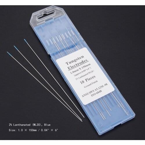 10Pcs TIG Welding Lanthanum Tungsten Electrode 2% Lanthanated 0.04x6" Blue Tip WL20 for Welding Stainless Steel Thin Metal Plate