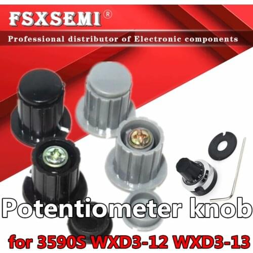 5PCS black grey knob button cap 6.35mm calibratio knob for 3950S WXD3-13 2W WXD3-12 1W turn around special potentiometer knob