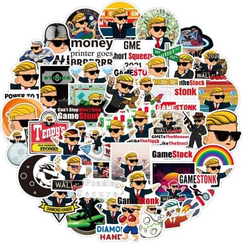 50/100Pcs/set Anime wallstreetbets Stickers For Kids Toy Bicycle Motorcycle Skateboard Laptop Waterproof DIY Decals