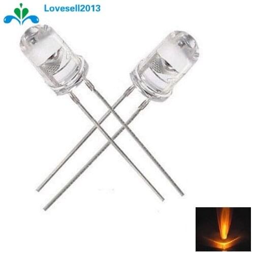 50PCS 5mm Yellow Round High Power Super Bright Water Clear LED Leds Lamp Bulb