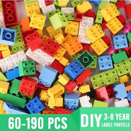 60-190pcs Classic Brand Large Particle Bricks Bulk Building Blocks Set DIY Educational Kids Gift Children Assembled Toys