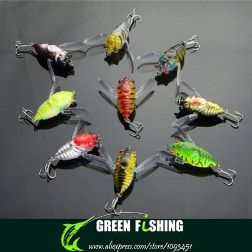 Free shipping 20pcs high quality fishing lure insect lure bait hard plastic swimbait cicada lure bait for fishing tackle