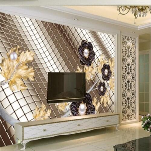 Beibehang Large Custom Wallpaper Diamond Flower Stereo Living Room Bedroom TV Decoration Background Wall