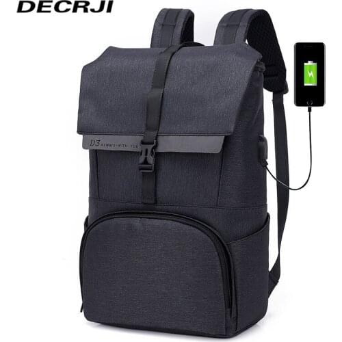 DECRJI Oxford Large Capacity Mens Backpack Male Fashion USB Charging Laptop Backpacks Travel Bags For men Waterproof Rucksack