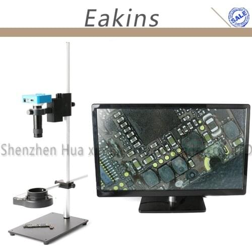 High Working Distance Stand Holder PCB Phone Repair LED Light 100X Zoom 1080P 36MP HDMI USB Industrial Video Microscope Camera