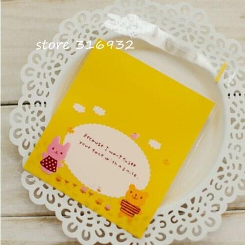 E1 Size 10x13cm cookie packaging YELLO BEAR TEDDY favor self adhesive gift plastic bags 100pcs/lot