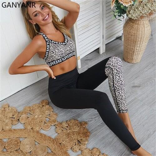 GANYANR Gym Clothing Yoga Set Fitness Workout Women Jogging Sportswear Gym Wear Tracksuit Leggings Sports Bra Activewear Sexy