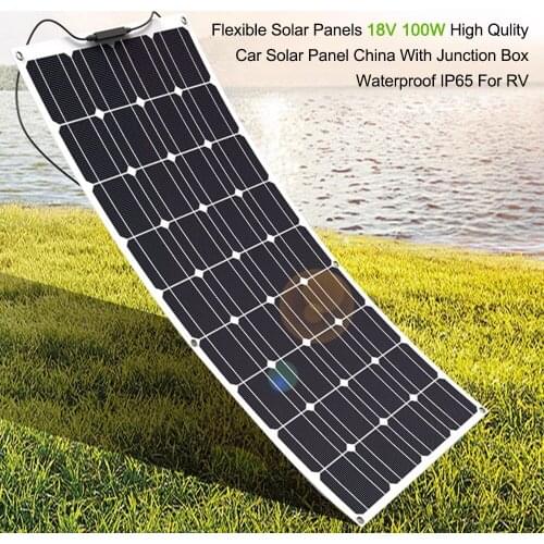 KKMOON Flexible Solar Panels 18V 100W High Quality Car Solar Panel China With Junction Box Waterproof IP65 For RV