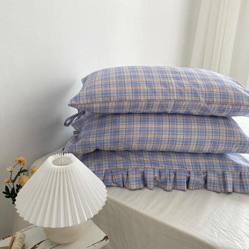 Purple Plaid cotton pillow case cotton pillow case room decoration original design bedding pillow case 48x74cm