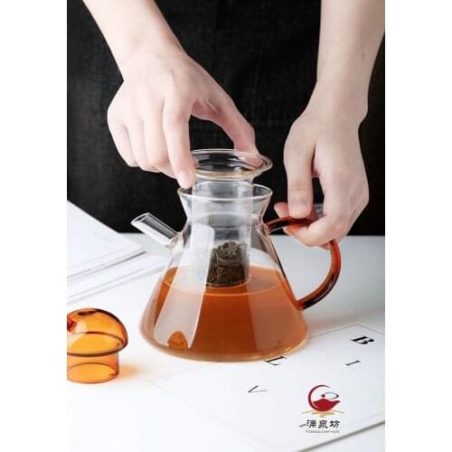 Ins Clear Borosilicate Glass Teapot with Stainless Steel Infuser Strainer Heat Resistant Loose Leaf Tea Pot Tool Kettle Set