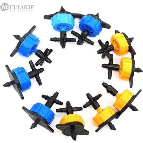MUCIAKIE 1PC Adjustable Flow Pressure Compensating Dripper w/ Barbed Adapter Connector for 3/5mm Hose for Arrow Dripper Fittings
