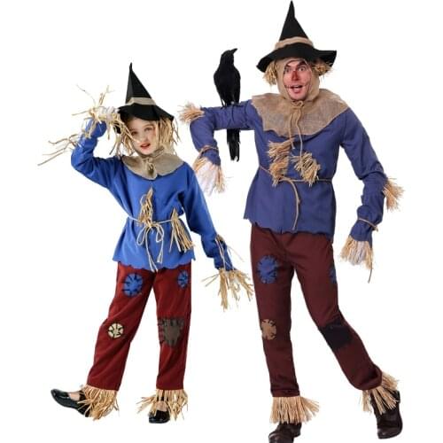 Carnival Halloween Wizard Scarecrow Costume Unisex Parent-Child Book Week Roleplay Cosplay Fancy Party Dress