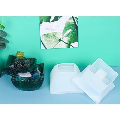 Storage Box Resin Mold Silicone Jewelry Ring Box Mold Epoxy Mold for Candlestick Trinket Flower Pot Crafts DIY Decor Supplies