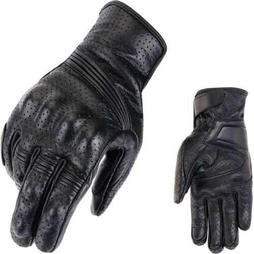 Leather TouchScreen Motorcycle Gloves Motocross Tactical Gear Moto Motorbike Biker Racing Hard Knuckle Full Finger Glove Men
