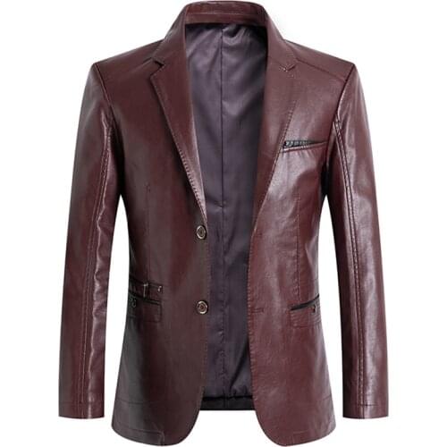 Autumn Solid Color Men Faux Leather Coats High Quality New Spring Leather Jacket Men Blazer Casual Motorcycle Leather Jackets