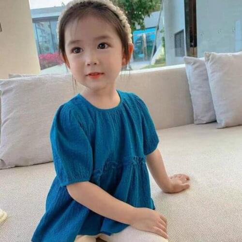 Summer new baby girls Cotton hemp casual t-shirts childrens short sleeve baby kids girls solid casual fashion tops tees P4 110