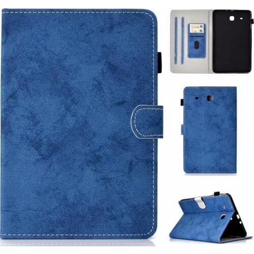 Fashion Pure color Leather Tablet Case For Samsung Galaxy Tab E T560 SM-T560 9.6 inch Slim Flip Cover Soft Protective Shell+pen