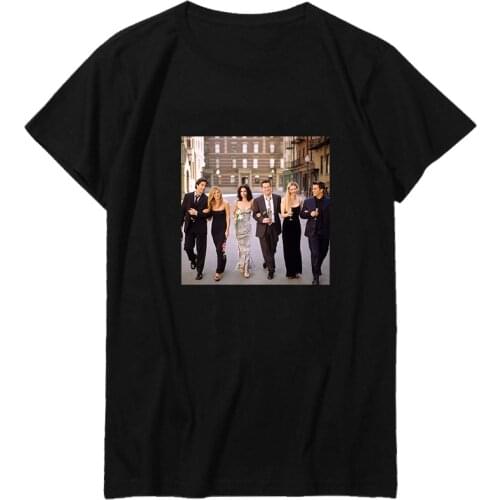 Friends Marche The Rues sous Licence Print graphic Breathable Oversized Tee male Short Sleeve Streetwear Harajuku Men clothing