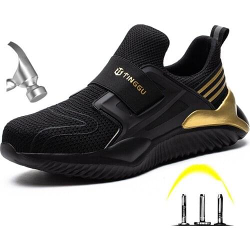 New Fashion Mens Steel Toe Anti Smashing Indestructible Work Shoes Men Puncture Proof Safety Boots Shoes Anti Slip