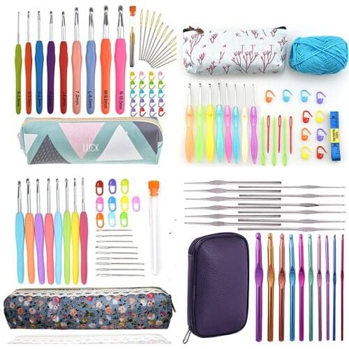 13 Styles Set Crochet Hook Set With Yarn Knitting Needles Sewing Tools Set Knit Gauge Stitch Holder Hook For Knitting Home