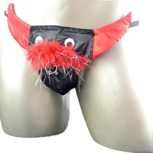 Mens sexy thong and g-string male three-dimensional cut cow design underwear panties