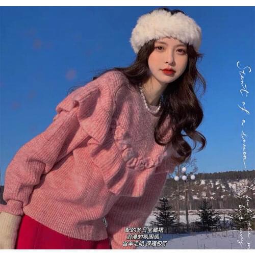 New style pullover sweater women fall/winter loose lazy knit sweater top sweater women pink sweater winter sweater women fashion