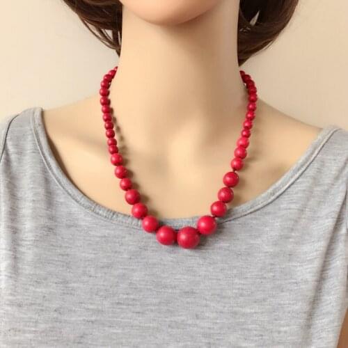 New Simple Stone Red Color Hand Making Necklace