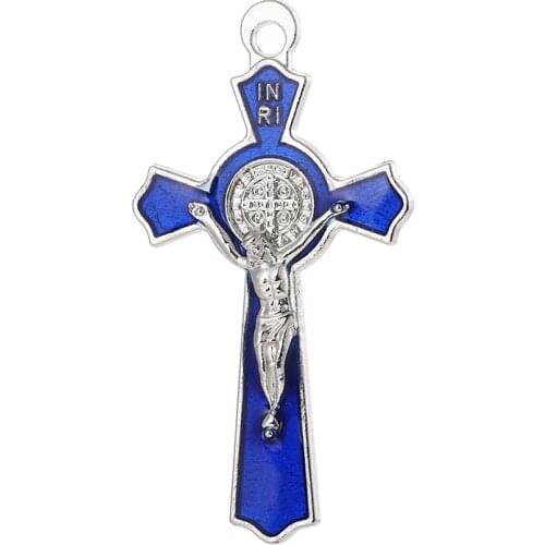 Wholesale Pendants For Necklaces Diy Jewelry Making Accessories Zinc Alloy Material Jesus Exorcism Cross Catholic Supplies