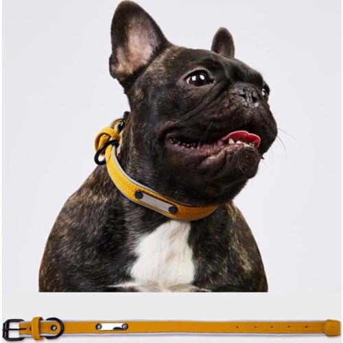 Personalized ID Free Engraving Dog Reflective Artificial Leather Collar Safety Breakaway Cute Light Pet Dog Cat Collar Chihuahua