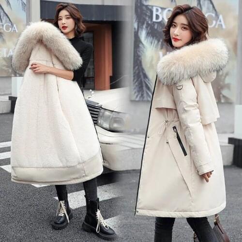 Long Parkas Women Solid Warm Thick Fleece Hooded Winter Jacket Women New Fur Liner Parka Female Casual Long Coat Ladies Outwear