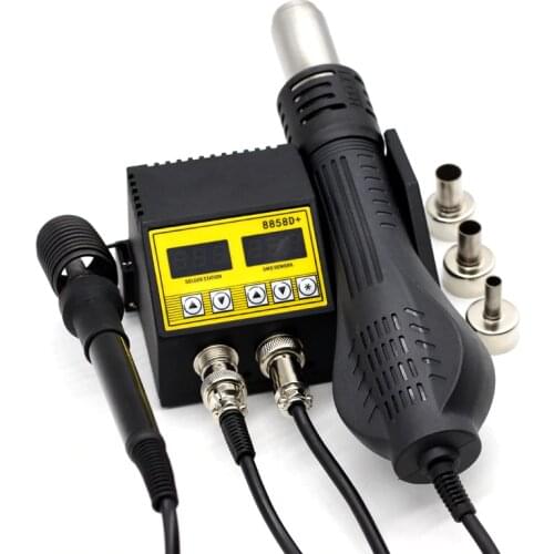 8858D+ Portable Double Digital Display Electric Soldering Irons +Hot Air Gun Better SMD Rework Station Upgraded 8586 8858 8586D