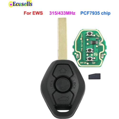 Remote Key FOB 3 Button For BMW EWS 3 5 7 SERIES E38 E39 E46 with or without PCF7935 ID44 Chip 315MHZ/433MHZ HU92 UNCUT