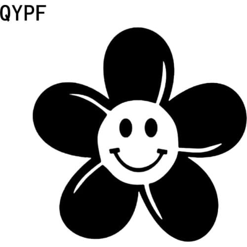 QYPF 14.2cm*14.2cm Delicate Face A Smile Brilliant Flower High Quality Vinyl Distinctly Car Sticker Decal C18-0532