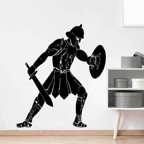 Roman Gladiator Greek Ancient Wall Sticker Kids Room Bedroom Solider Army Sword Weapon Wall Decal Playroom Vinyl Decor
